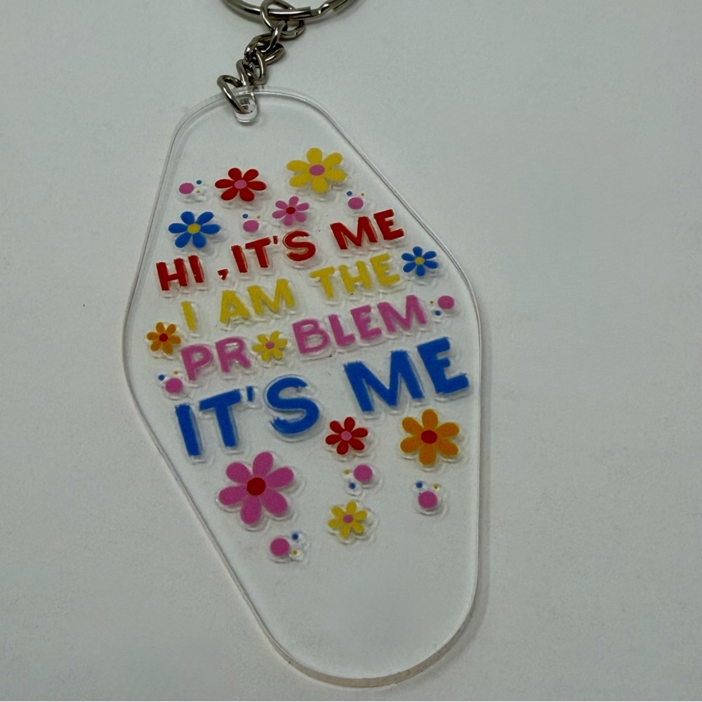 Handmade Floral Acrylic Key Chain Multicolor Novelty Quote Accent for Women